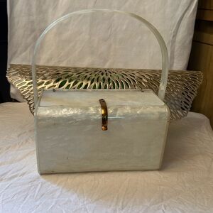 Speak vintage white acrylic box purse